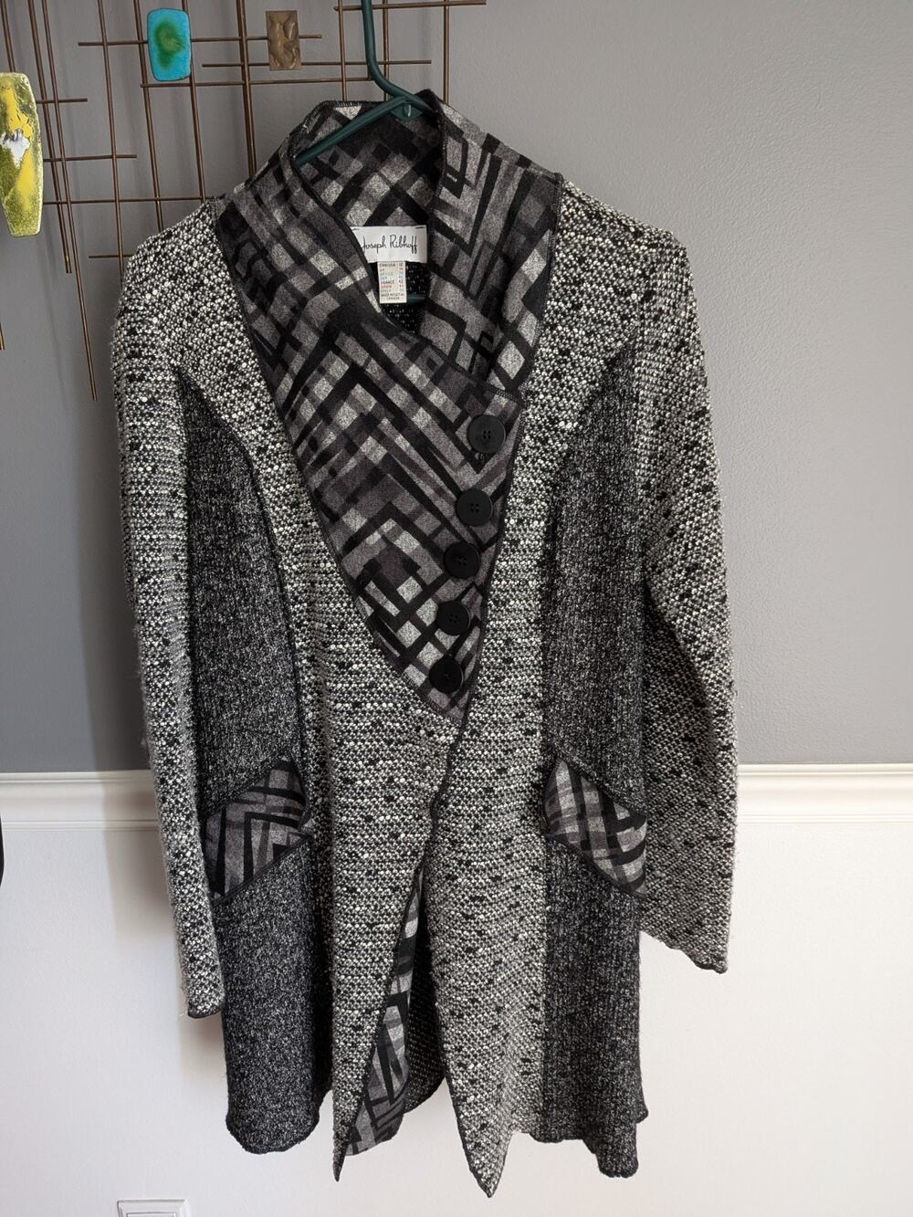 JOSEPH RIBKOFF Size US 12 Black Cardigan Jacket
